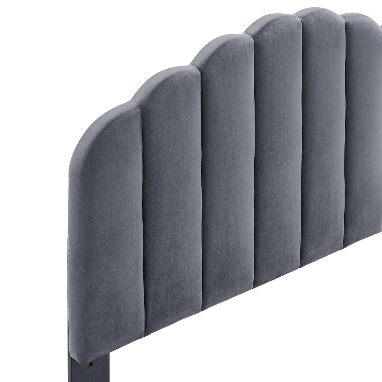Mermaid Velvet Twin Headboard, Charcoal