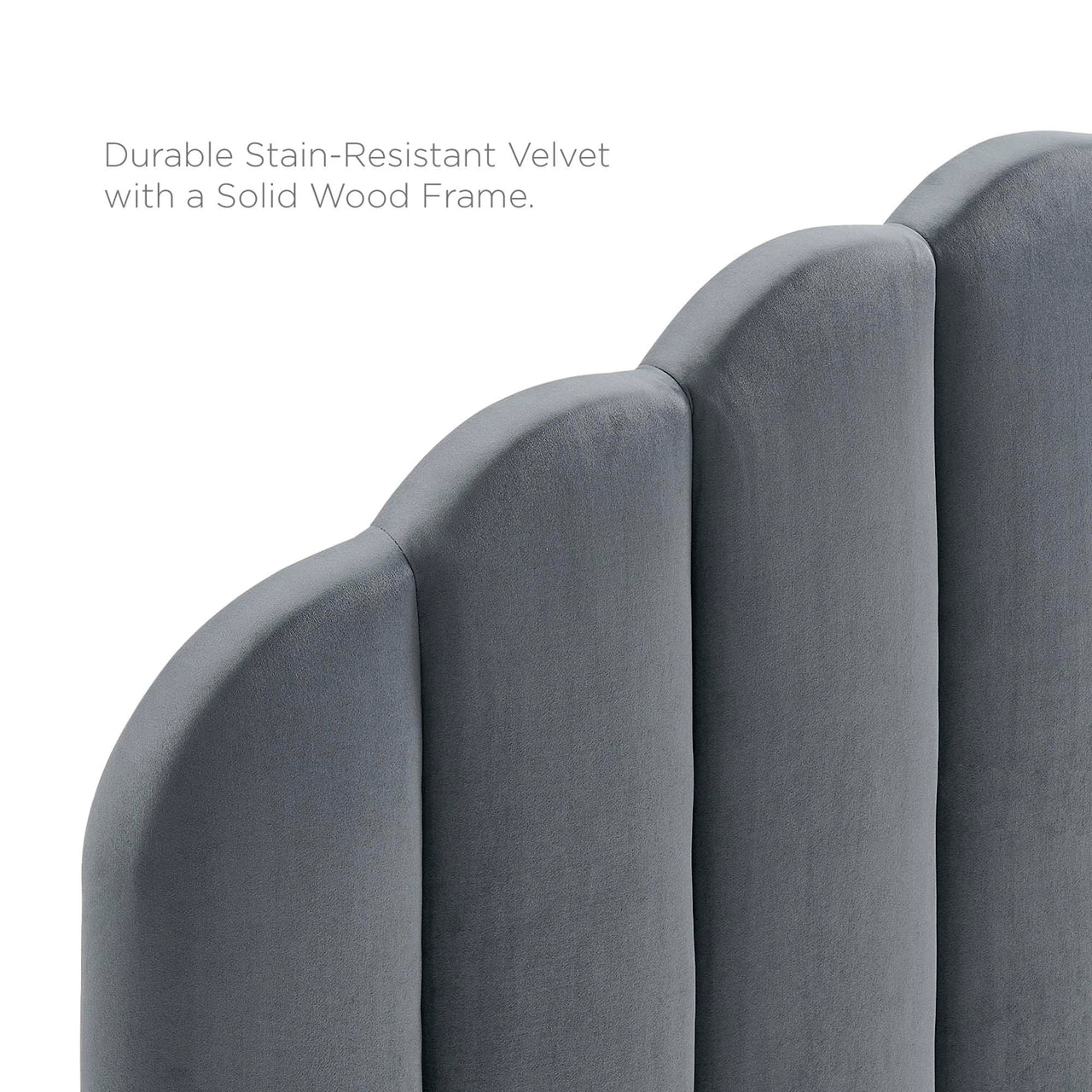 Mermaid Velvet Twin Headboard, Charcoal