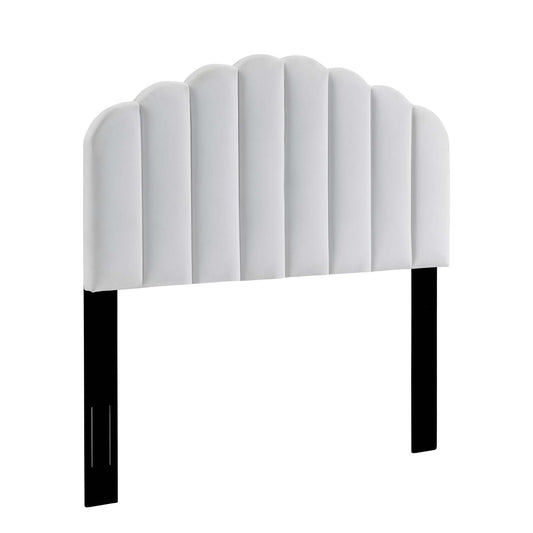 Mermaid Velvet Twin Headboard, White
