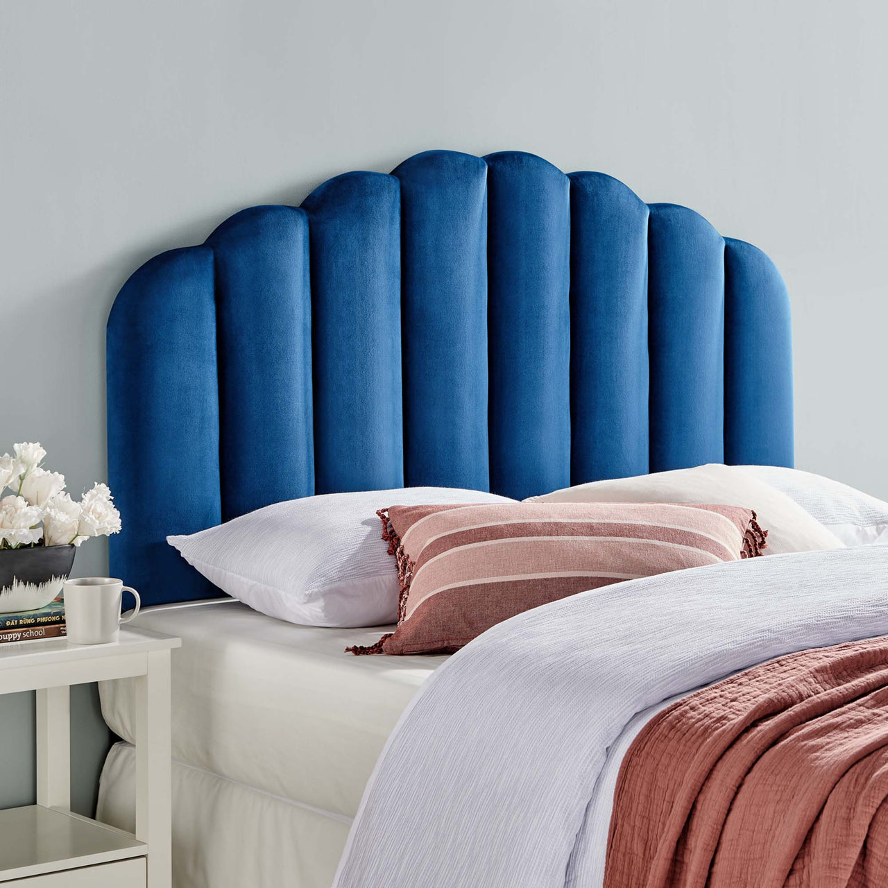 Mermaid Velvet Full | Queen Headboard, Navy