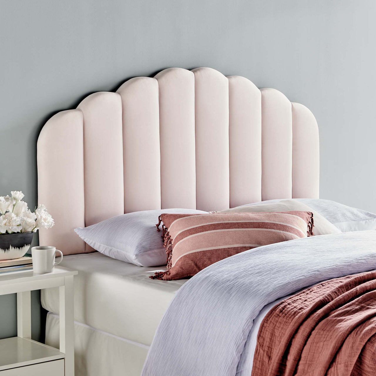Mermaid Velvet Full | Queen Headboard, Pink