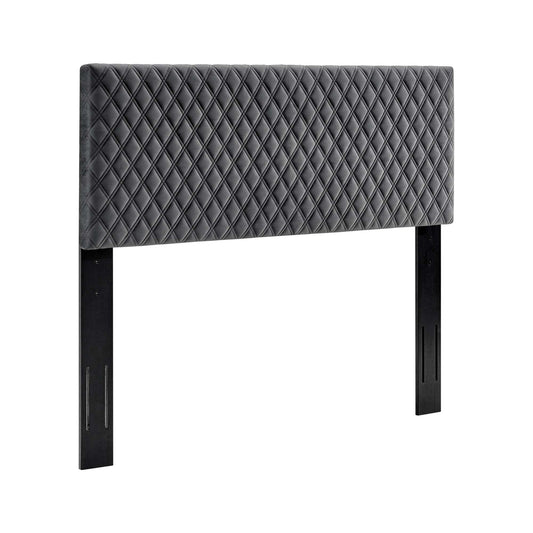 Verayne Upholstered Velvet Full | Queen Headboard, Charcoal
