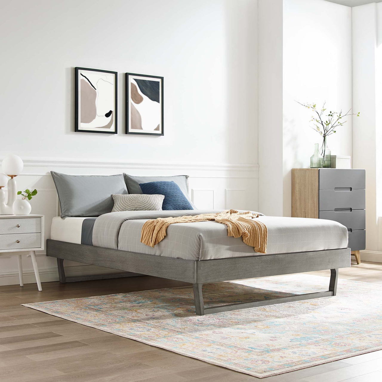 Blaire Wood Twin Platform Bed Frame, Gray