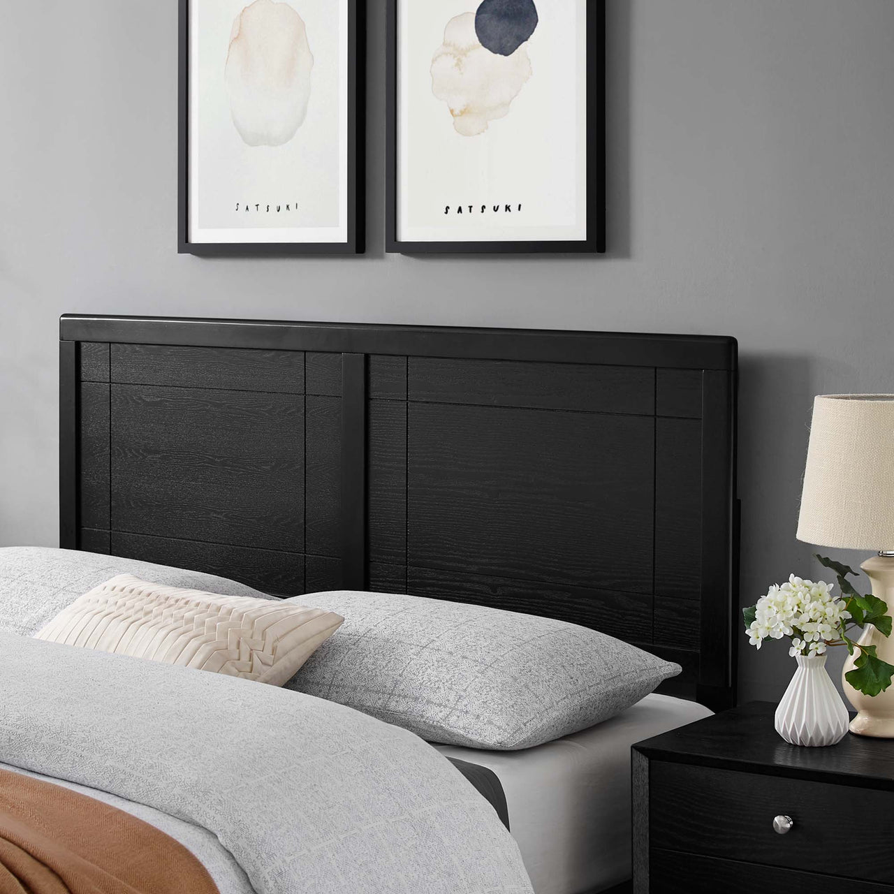 Arlo Paneled Twin Headboard, Black