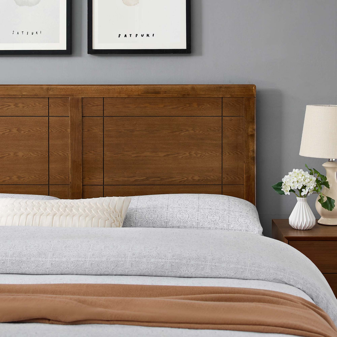 Arlo Paneled Twin Headboard, Walnut