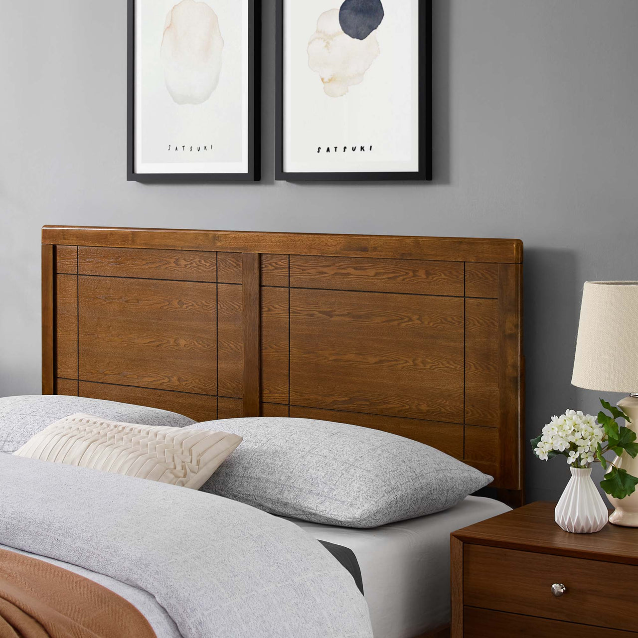 Arlo Paneled Twin Headboard, Walnut