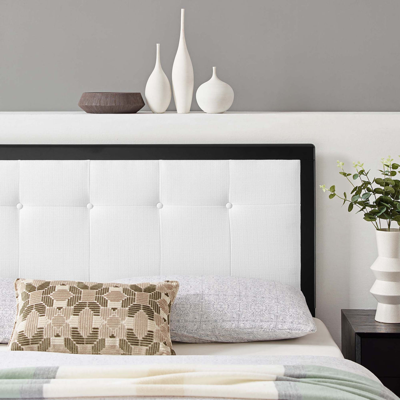Neutral Blends Upholstered Twin Headboard, Black & White