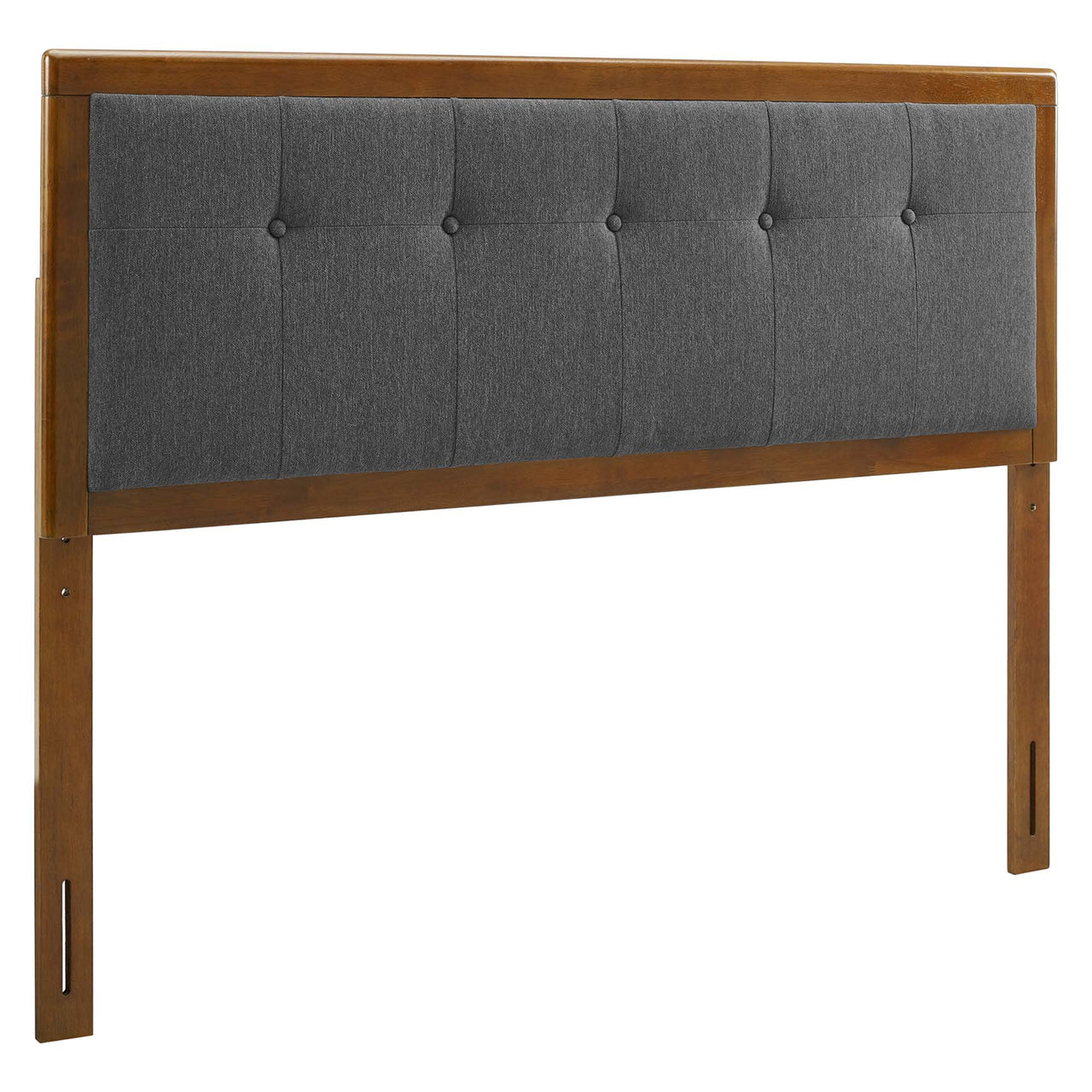 Weslow Button-Tufted Full Platform Bed, Walnut & Charcoal