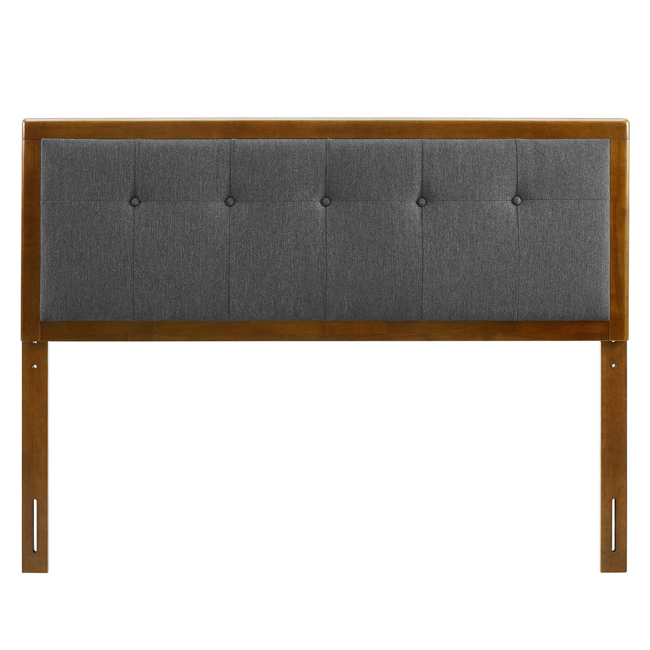Weslow Button-Tufted Full Platform Bed, Walnut & Charcoal