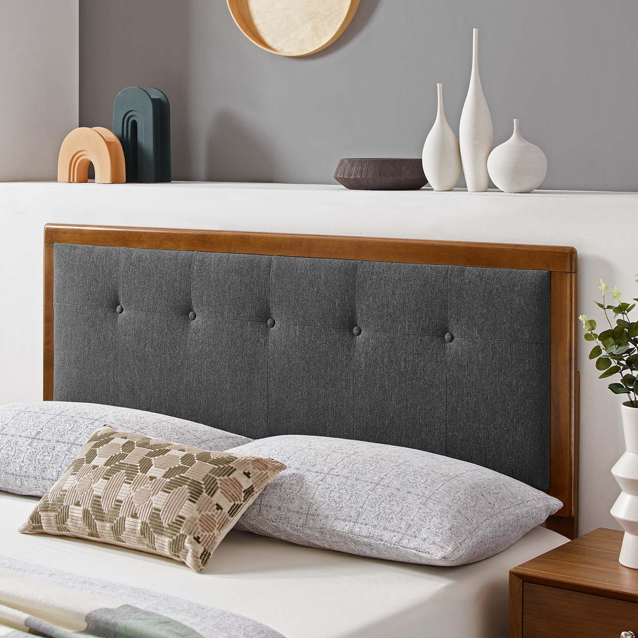Neutral Blends Upholstered Full Headboard, Brown & Charcoal