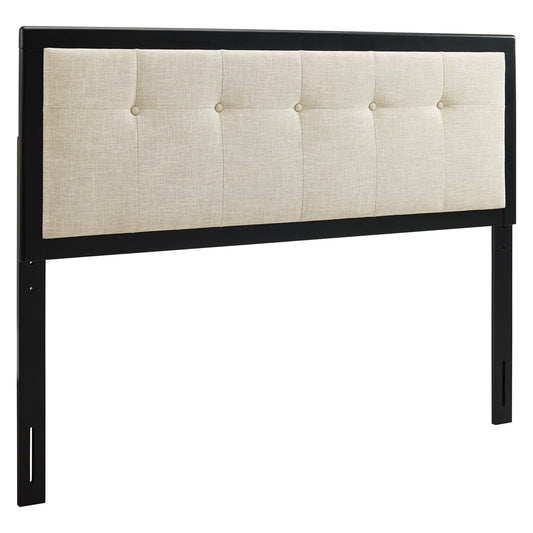 Neutral Blends Upholstered Queen Headboard, Black & Beige