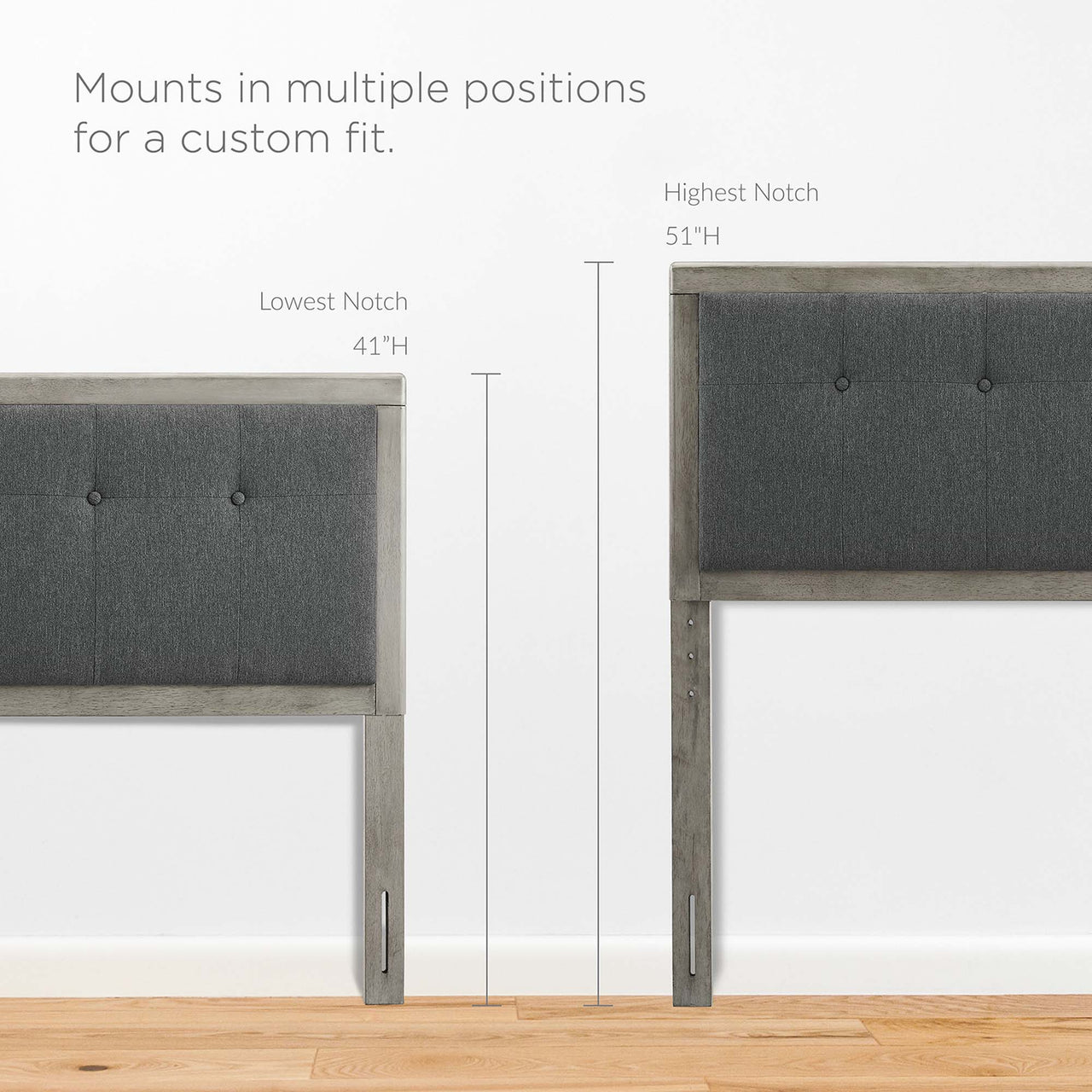 Neutral Blends Upholstered King Headboard, Gray & Charcoal