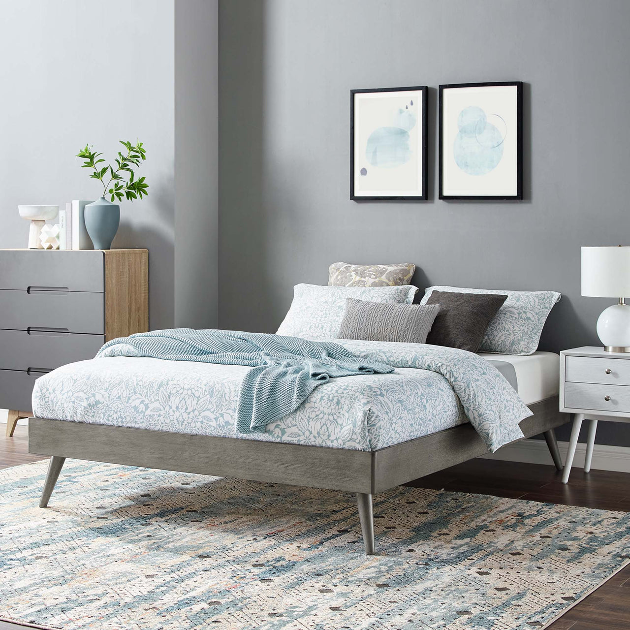 Watchtower Twin Platform Bed Frame, Gray