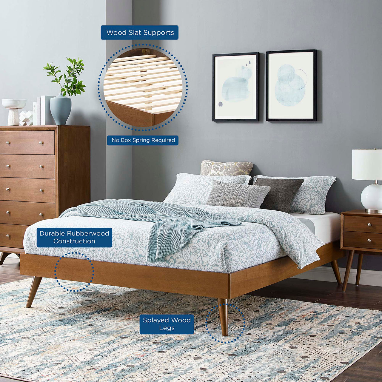 Watchtower Twin Platform Bed Frame, Walnut