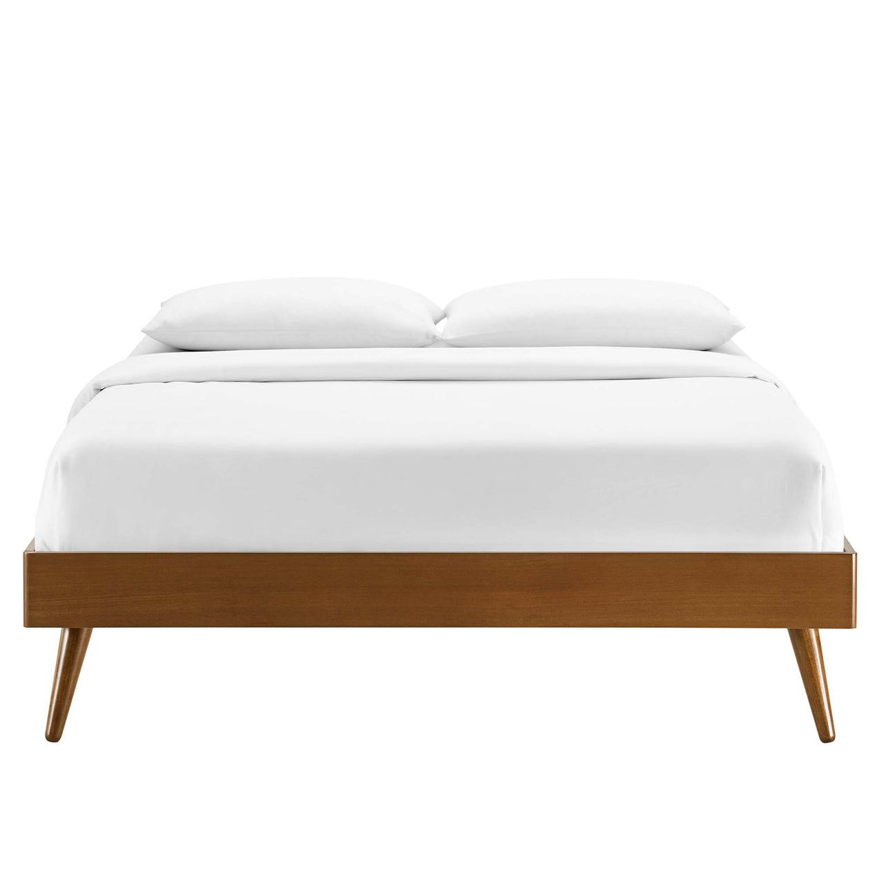 Weslow Button-Tufted Full Platform Bed, Walnut & Charcoal