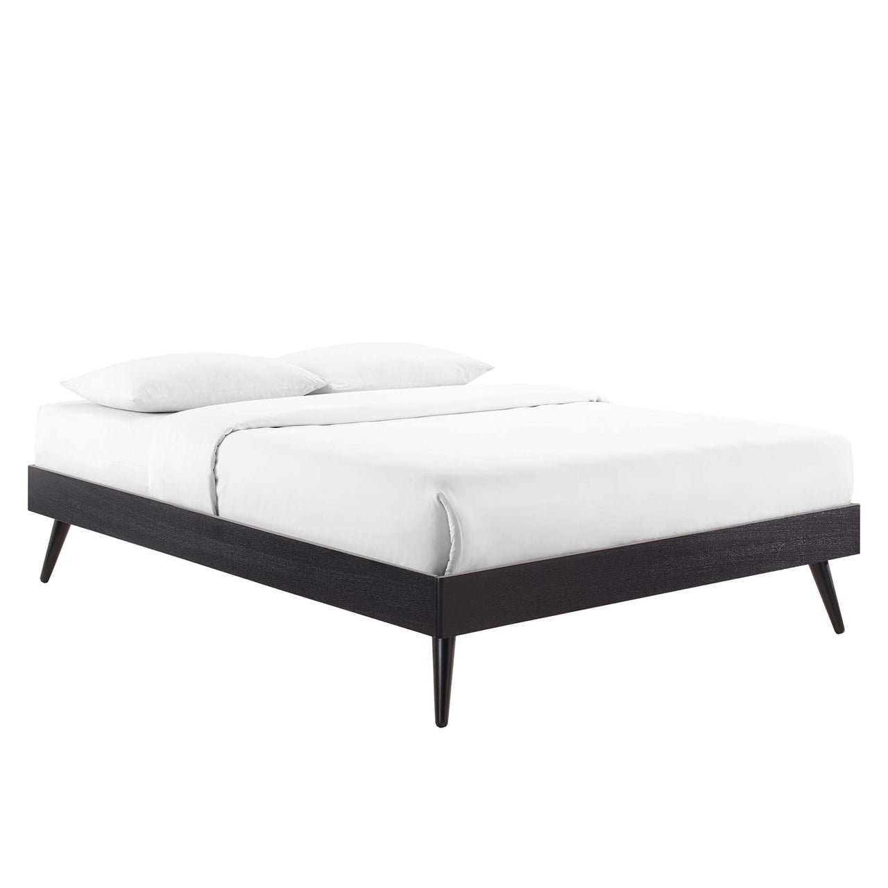 Bosque Upholstered Panel Queen Platform Bed, Black & Beige