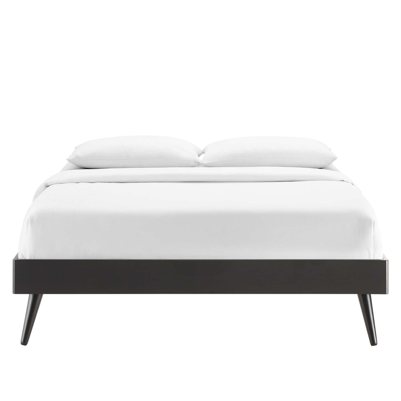 Bosque Upholstered Panel Queen Platform Bed, Black & Beige