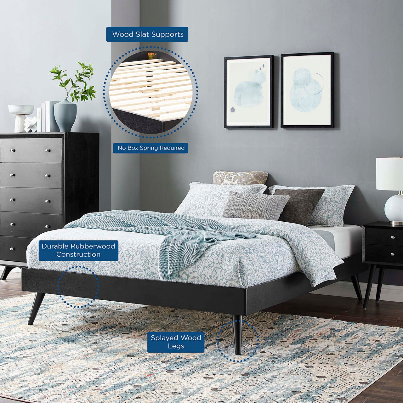 Watchtower King Platform Bed Frame, Black