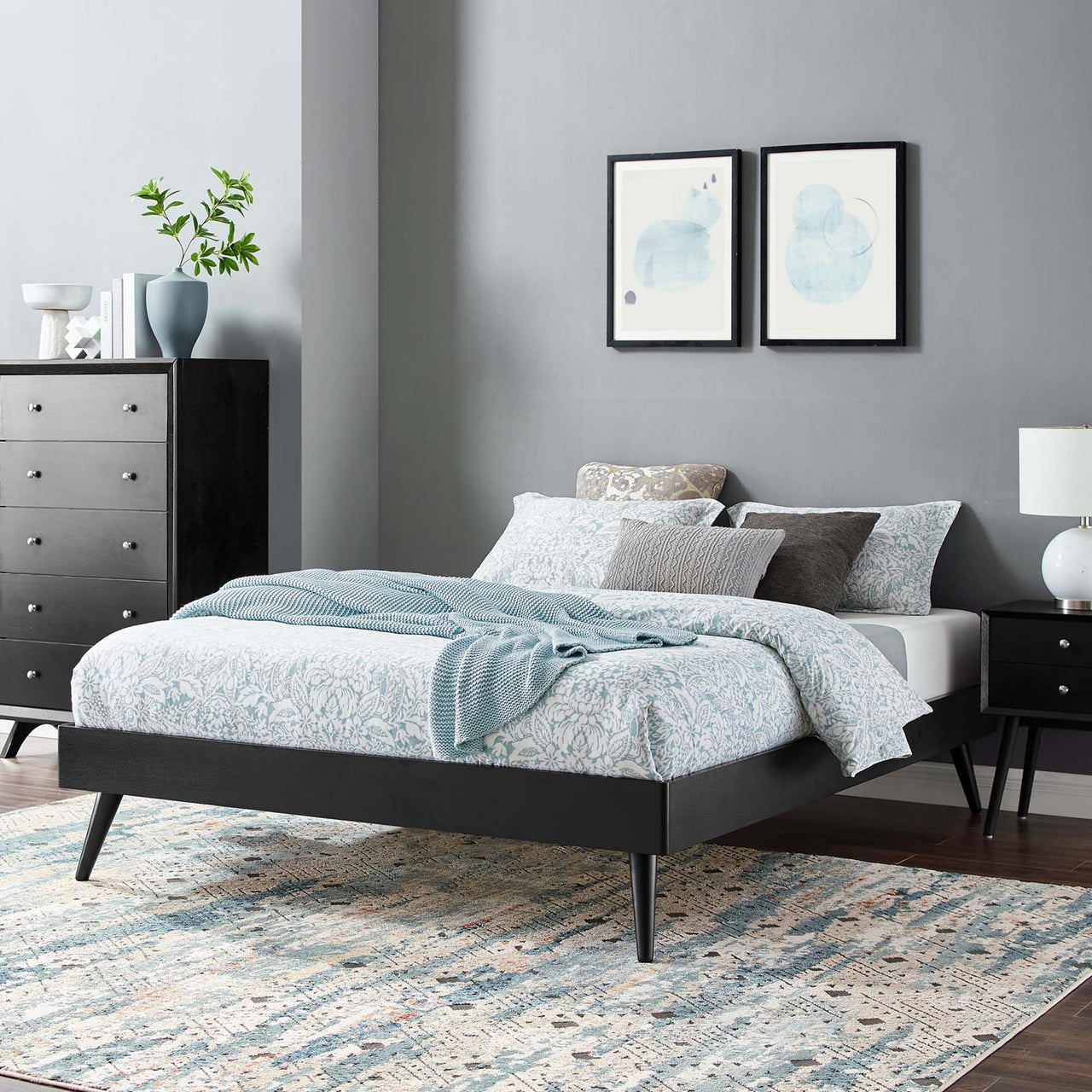 Watchtower King Platform Bed Frame, Black