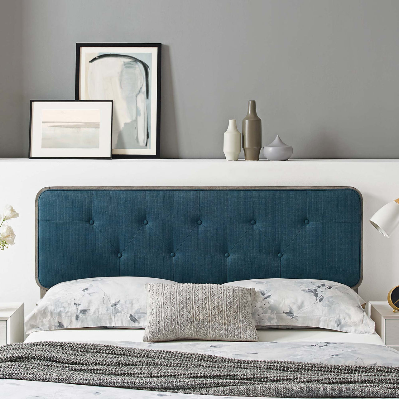 Starstruck Upholstered Twin Headboard, Gray & Azure
