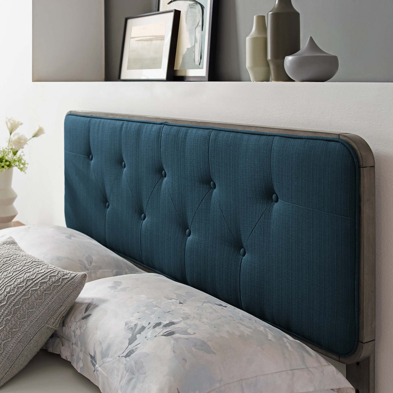 Starstruck Upholstered Twin Headboard, Gray & Azure