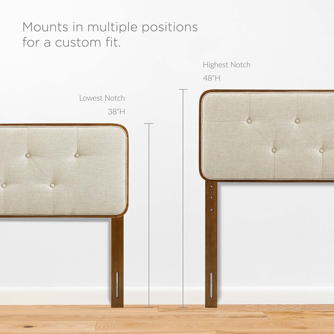 Starstruck Upholstered Twin Headboard, Walnut & Beige