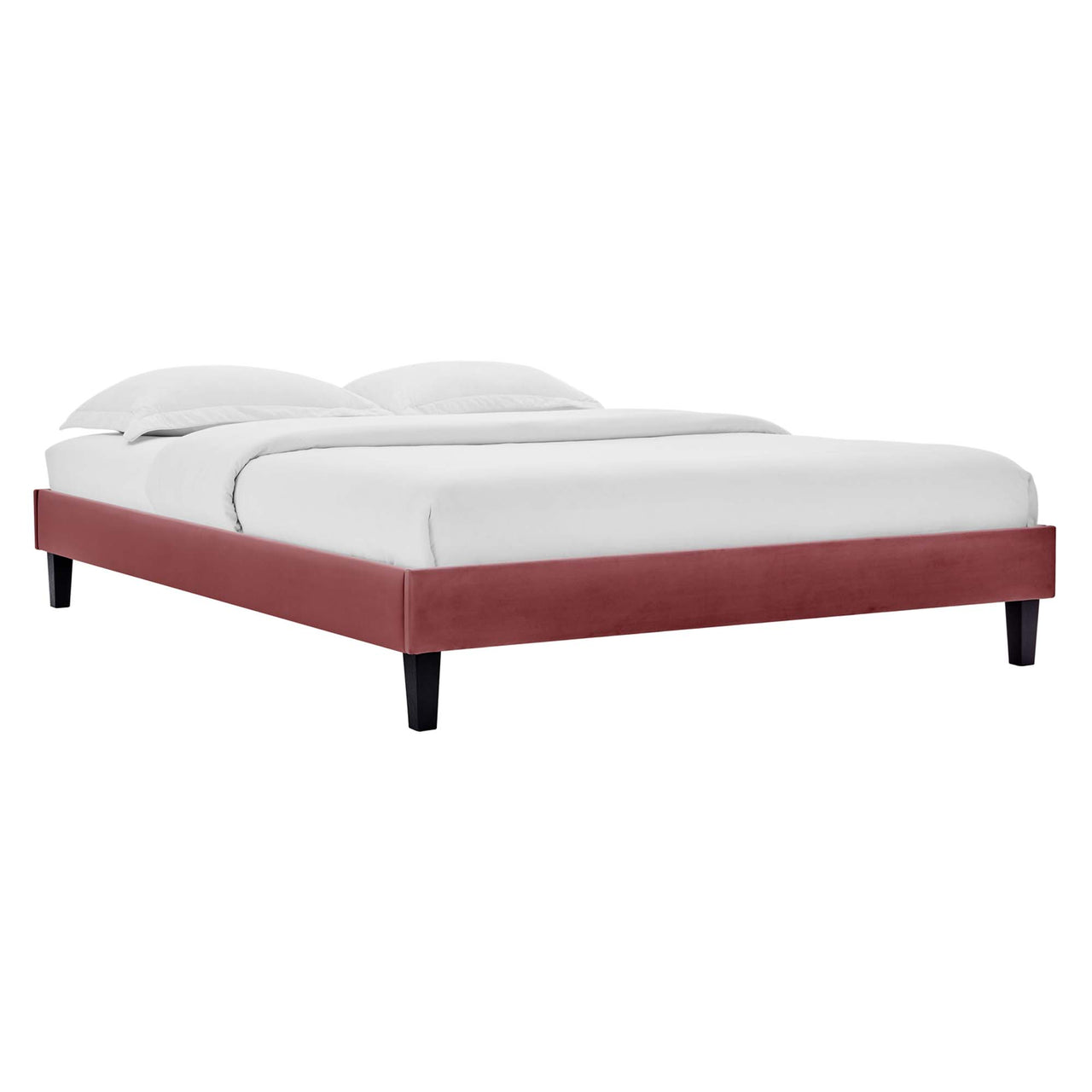 Valonna Upholstered Velvet Twin Bed, Dusty Rose