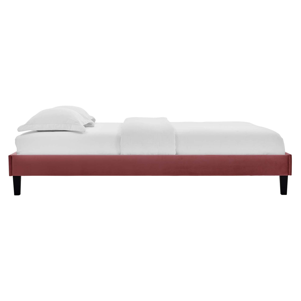 Valonna Upholstered Velvet Twin Bed, Dusty Rose