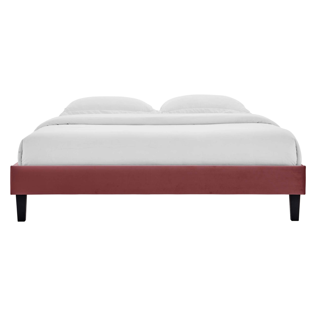 Valonna Upholstered Velvet Twin Bed, Dusty Rose