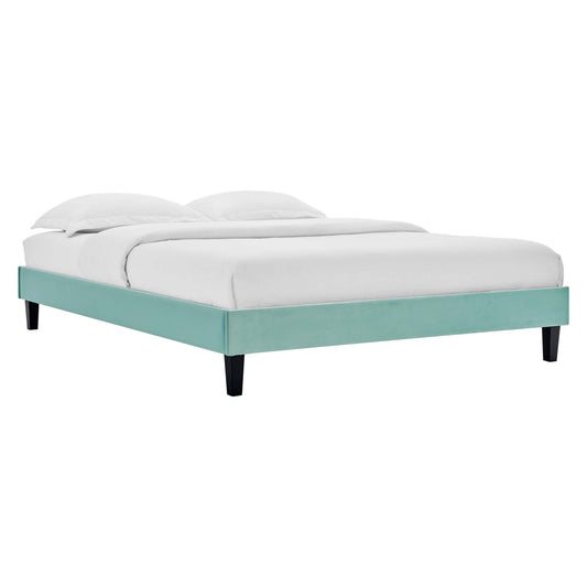 Sloane Velvet Full Platform Bed Frame, Mint