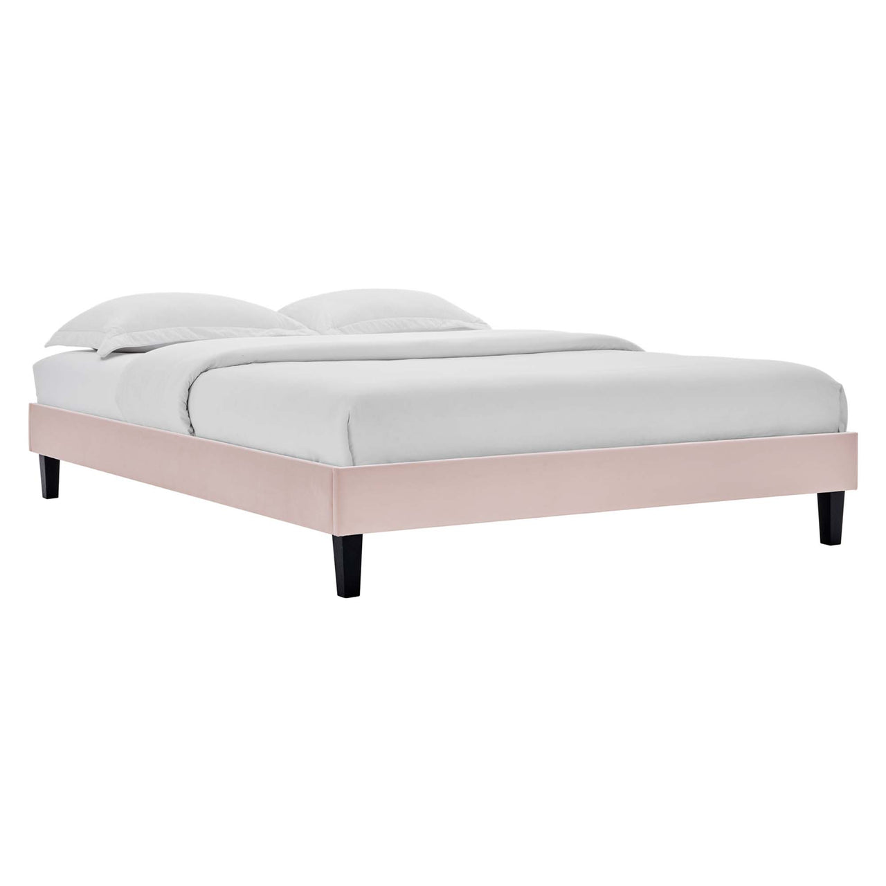 Sloane Velvet Full Platform Bed Frame, Pink