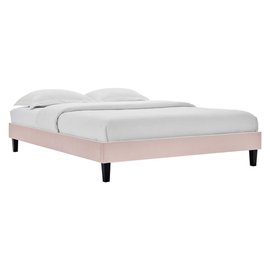 Sloane Velvet Full Platform Bed Frame, Pink