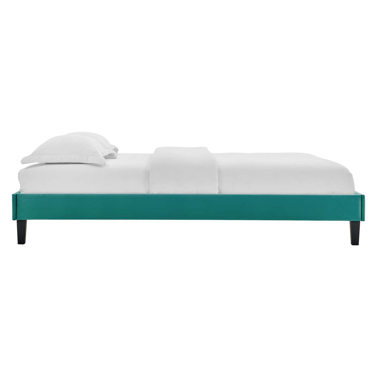 Sloane Velvet Full Platform Bed Frame, Teal