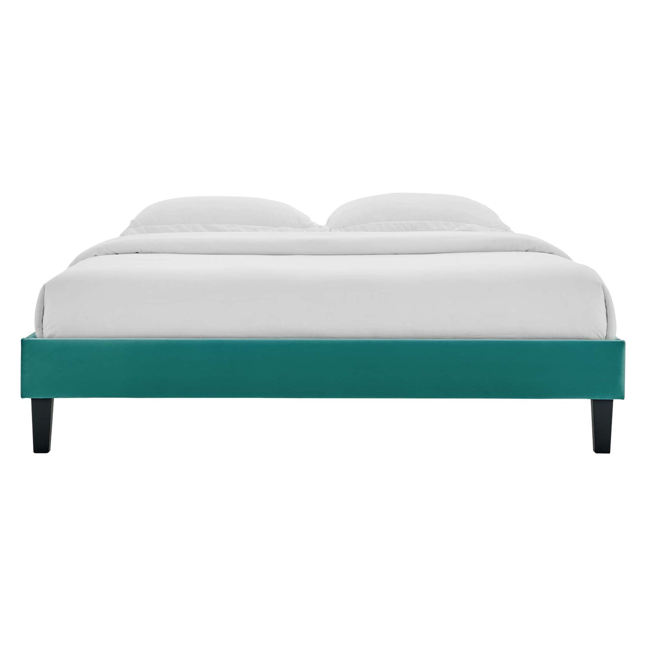 Cascade Upholstered Velvet Full Platform Bed, Teal