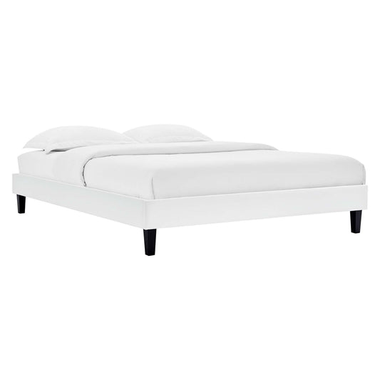 Sloane Velvet Full Platform Bed Frame, White