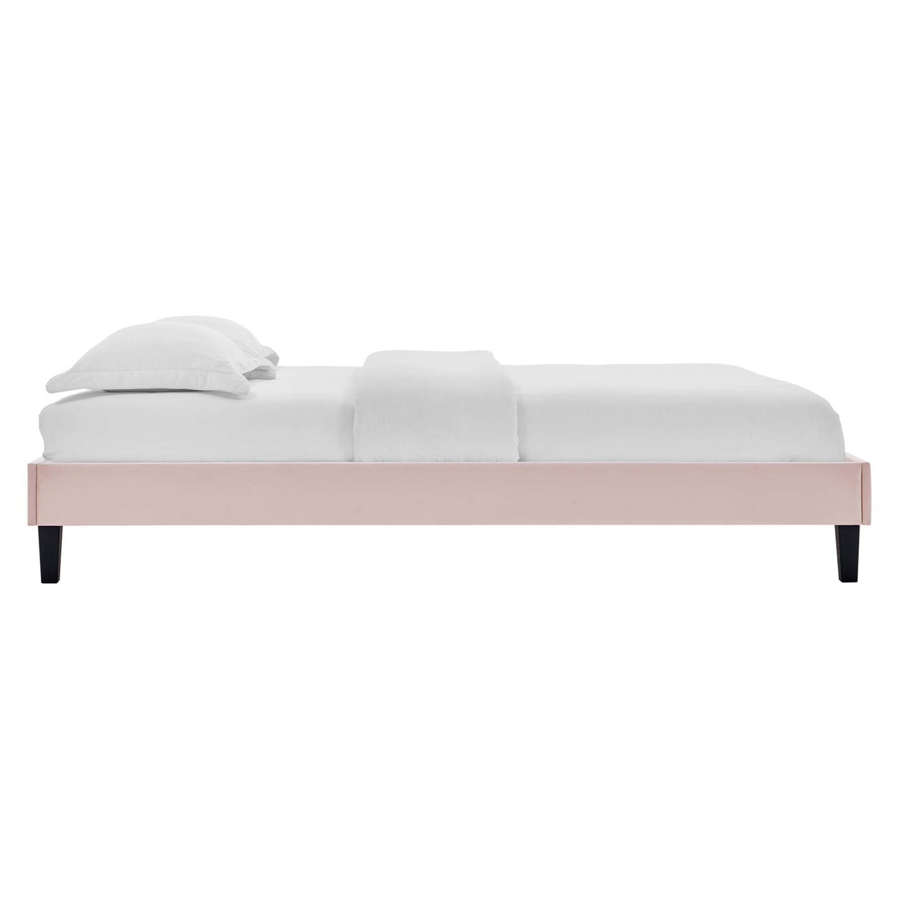Sloane Velvet Queen Platform Bed Frame, Pink