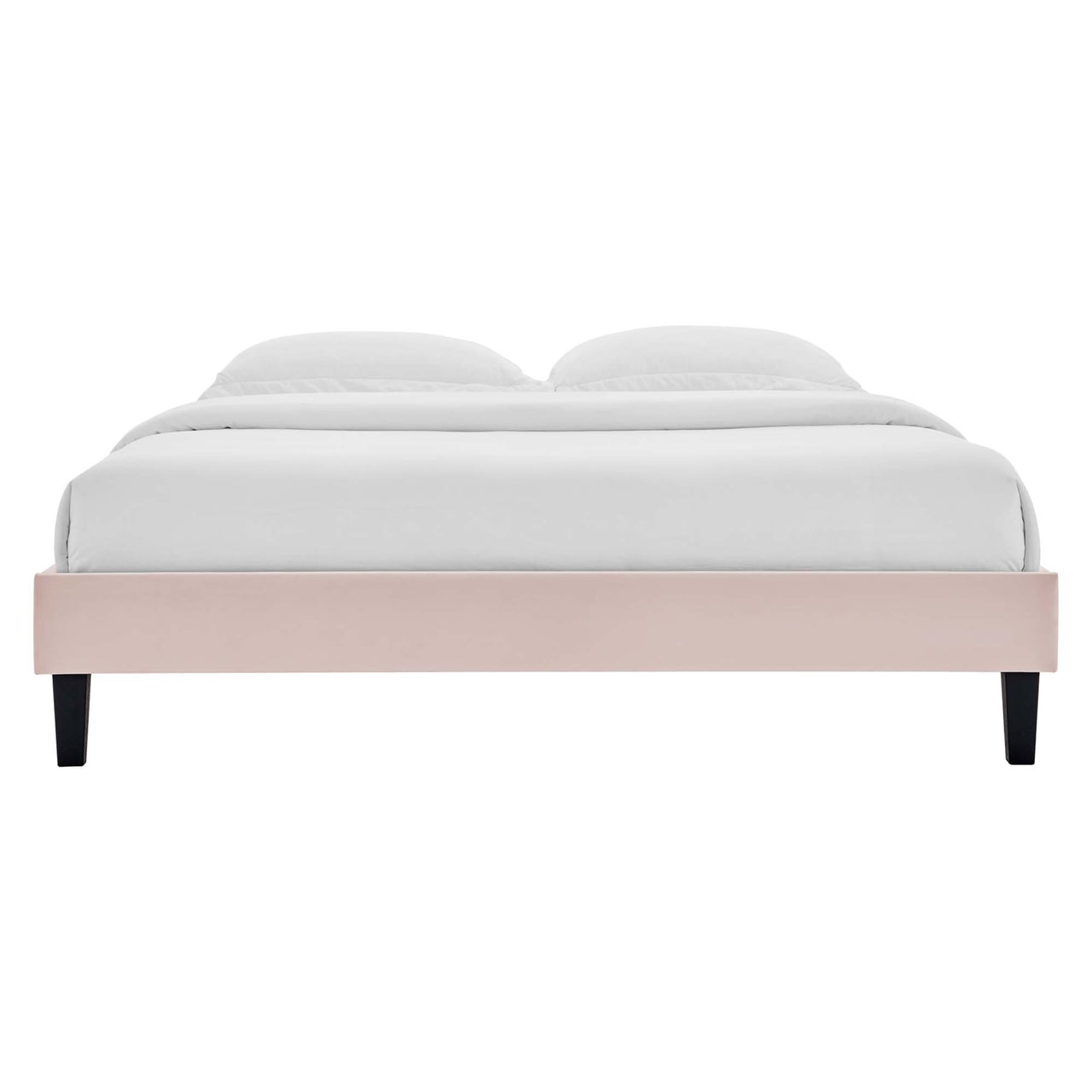 Sloane Velvet Queen Platform Bed Frame, Pink
