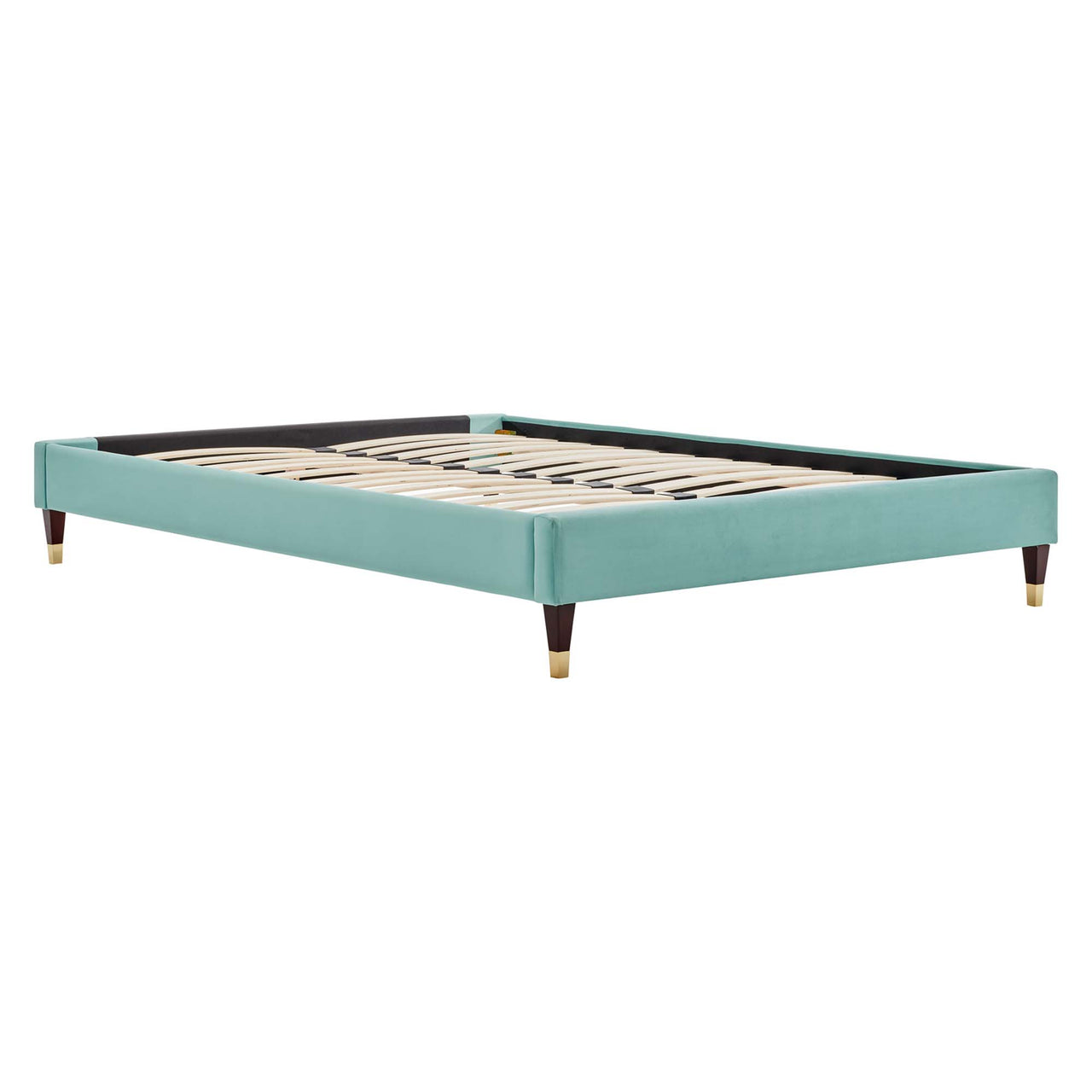 Riser Upholstered Velvet Full Platform Bed Frame, Mint