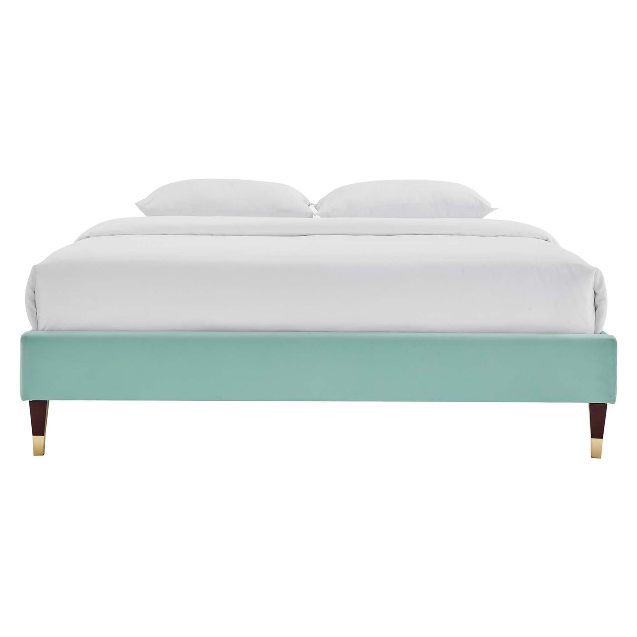Riser Upholstered Velvet Full Platform Bed Frame, Mint