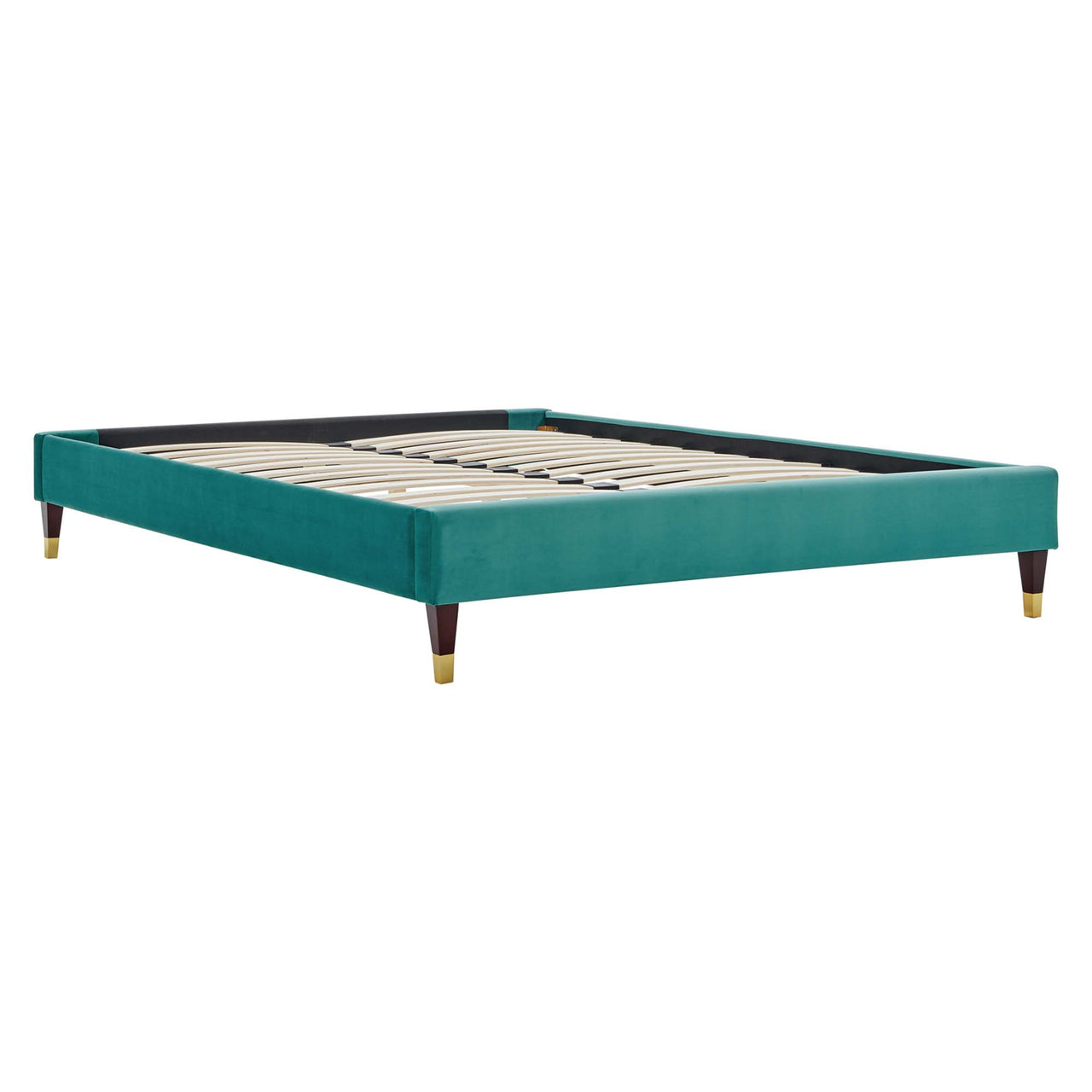 Riser Upholstered Velvet Full Platform Bed Frame, Teal