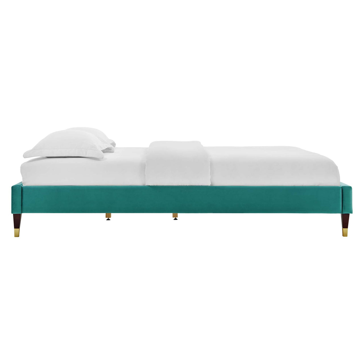 Riser Upholstered Velvet Full Platform Bed Frame, Teal
