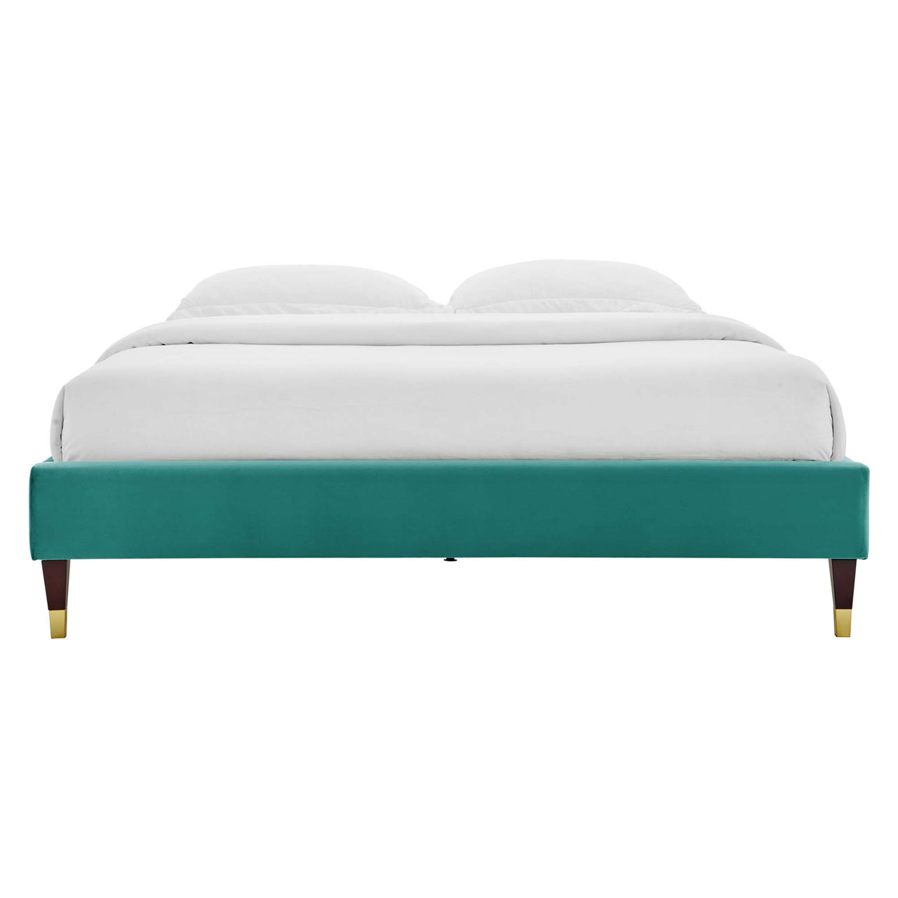 Riser Upholstered Velvet Full Platform Bed Frame, Teal
