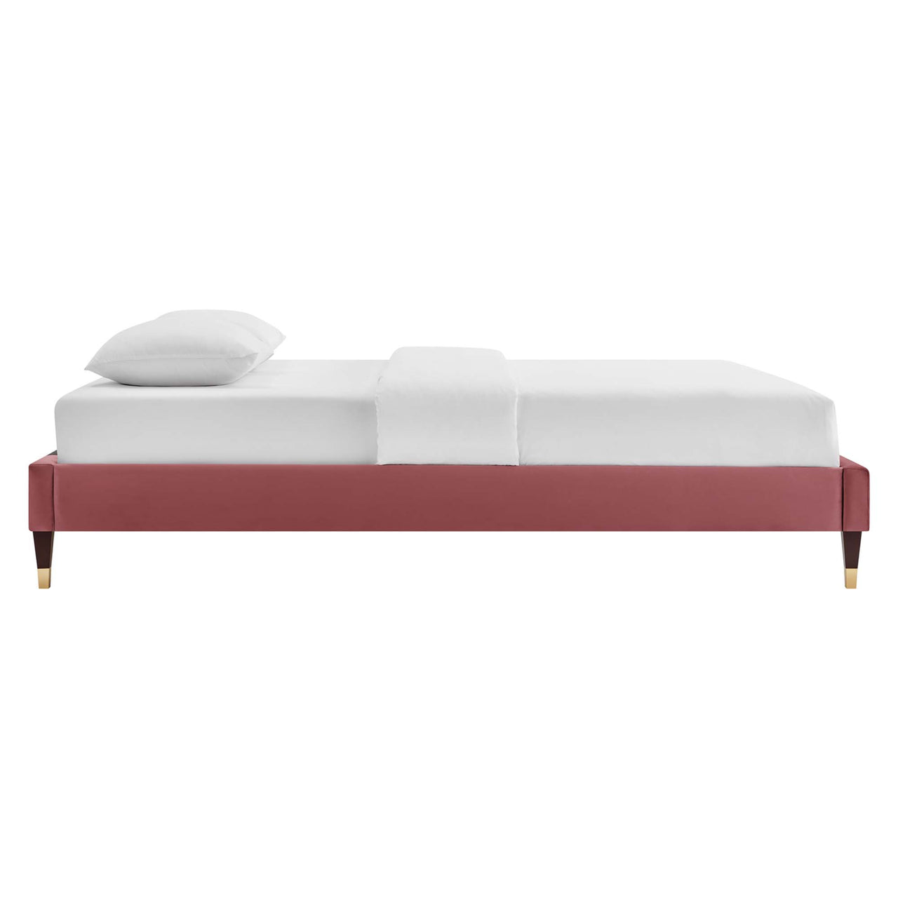 Amplitude Velvet Queen Platform Bed, Dusty Rose