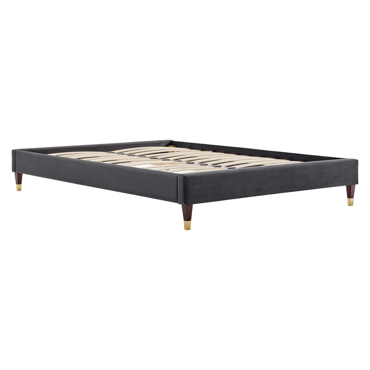 Riser Upholstered Velvet King Platform Bed Frame, Charcoal