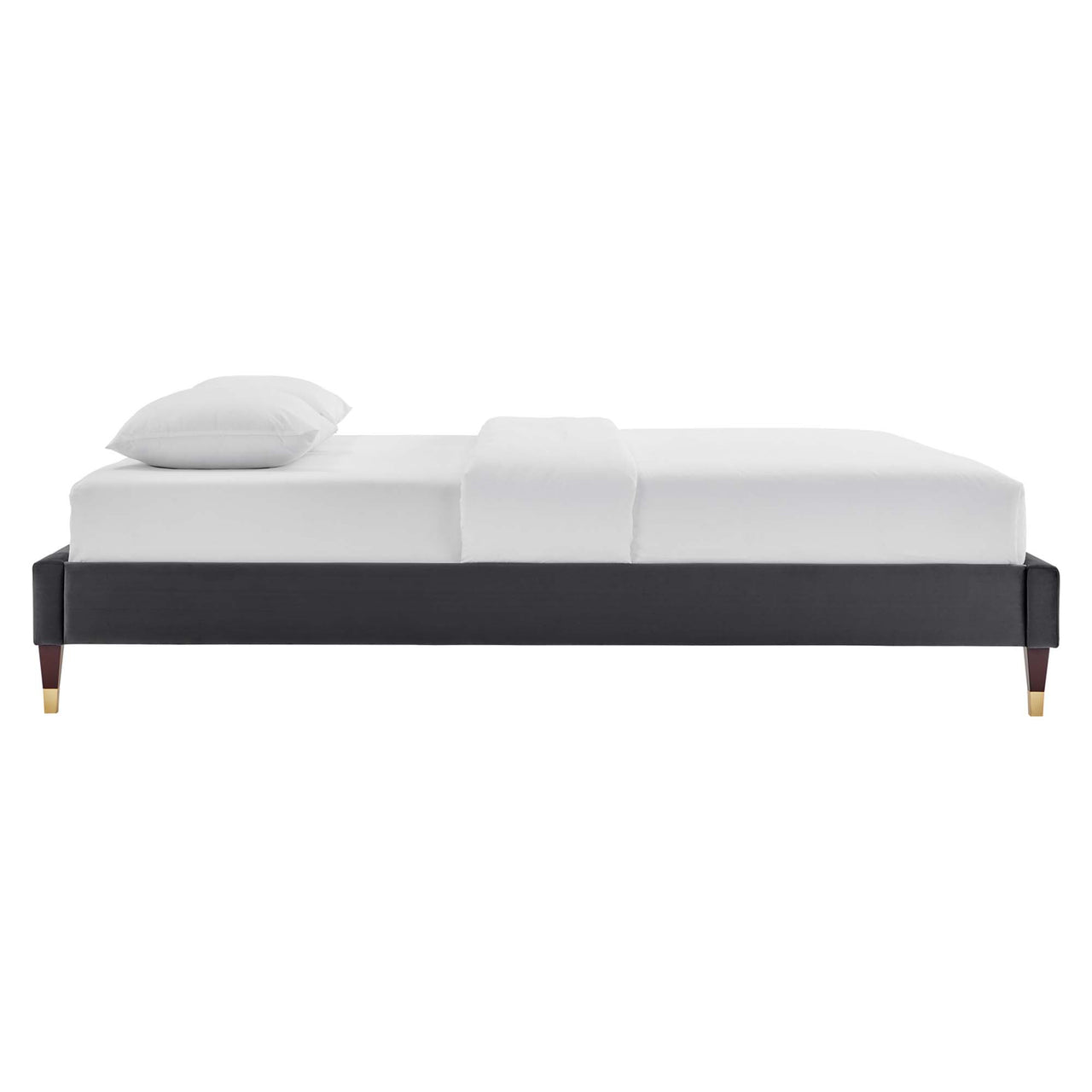 Riser Upholstered Velvet King Platform Bed Frame, Charcoal