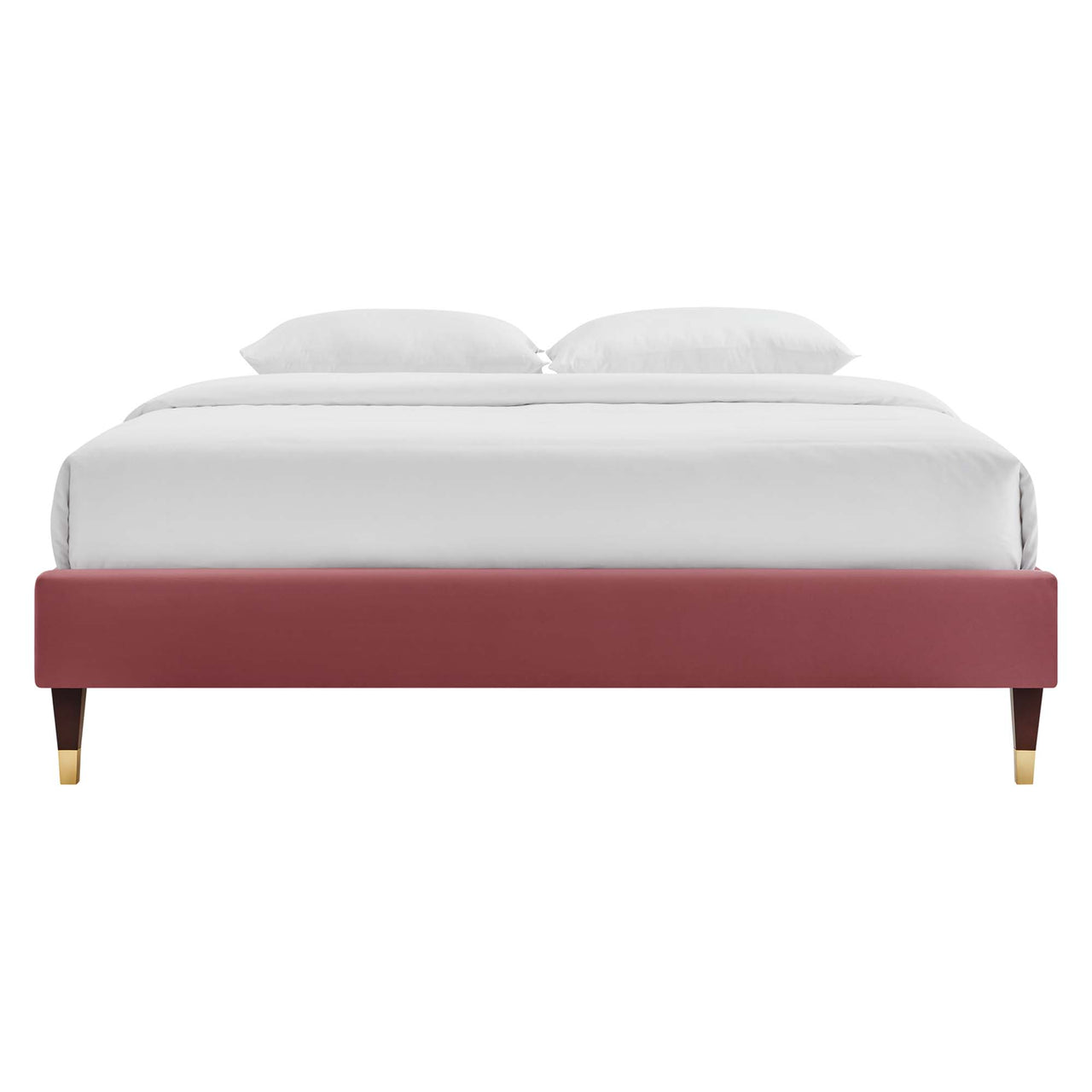 Riser Upholstered Velvet King Platform Bed Frame, Dusty Rose