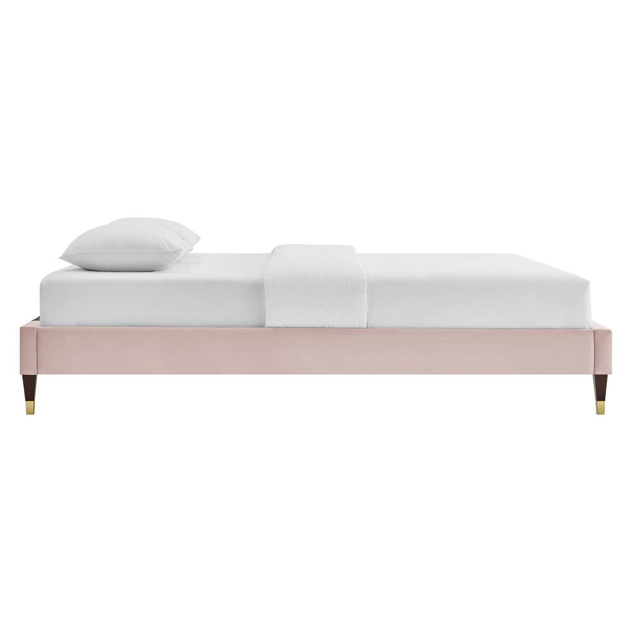 Riser Upholstered Velvet King Platform Bed Frame, Pink