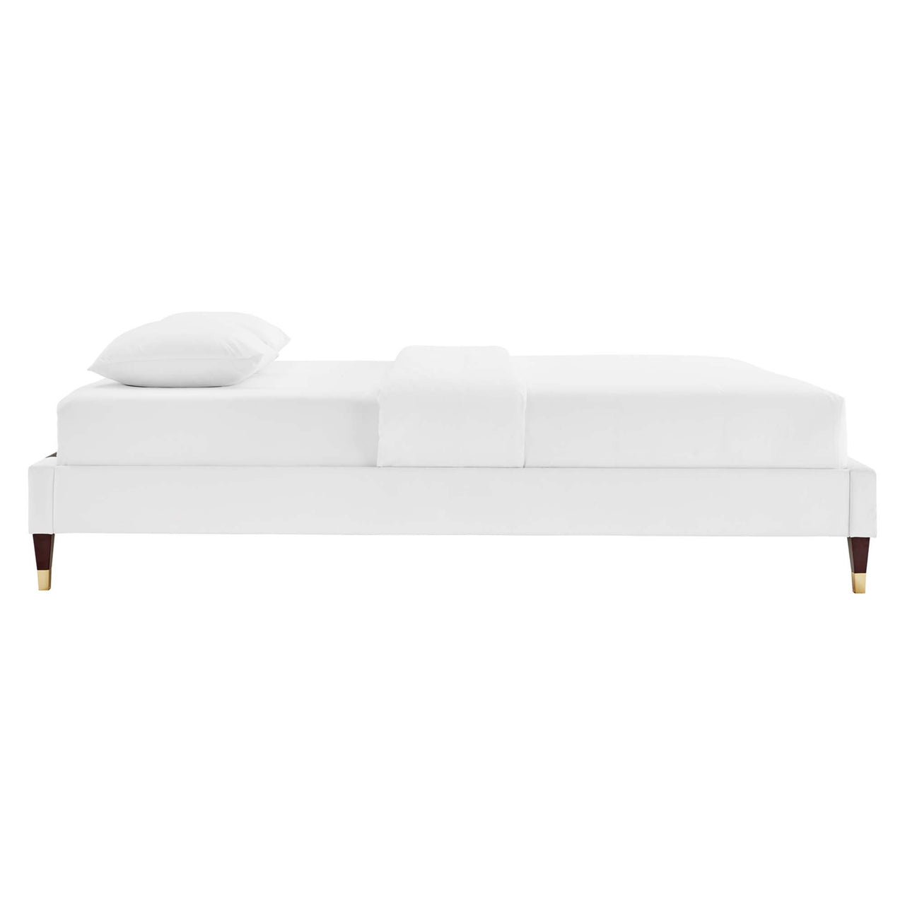 Riser Upholstered Velvet King Platform Bed Frame, White