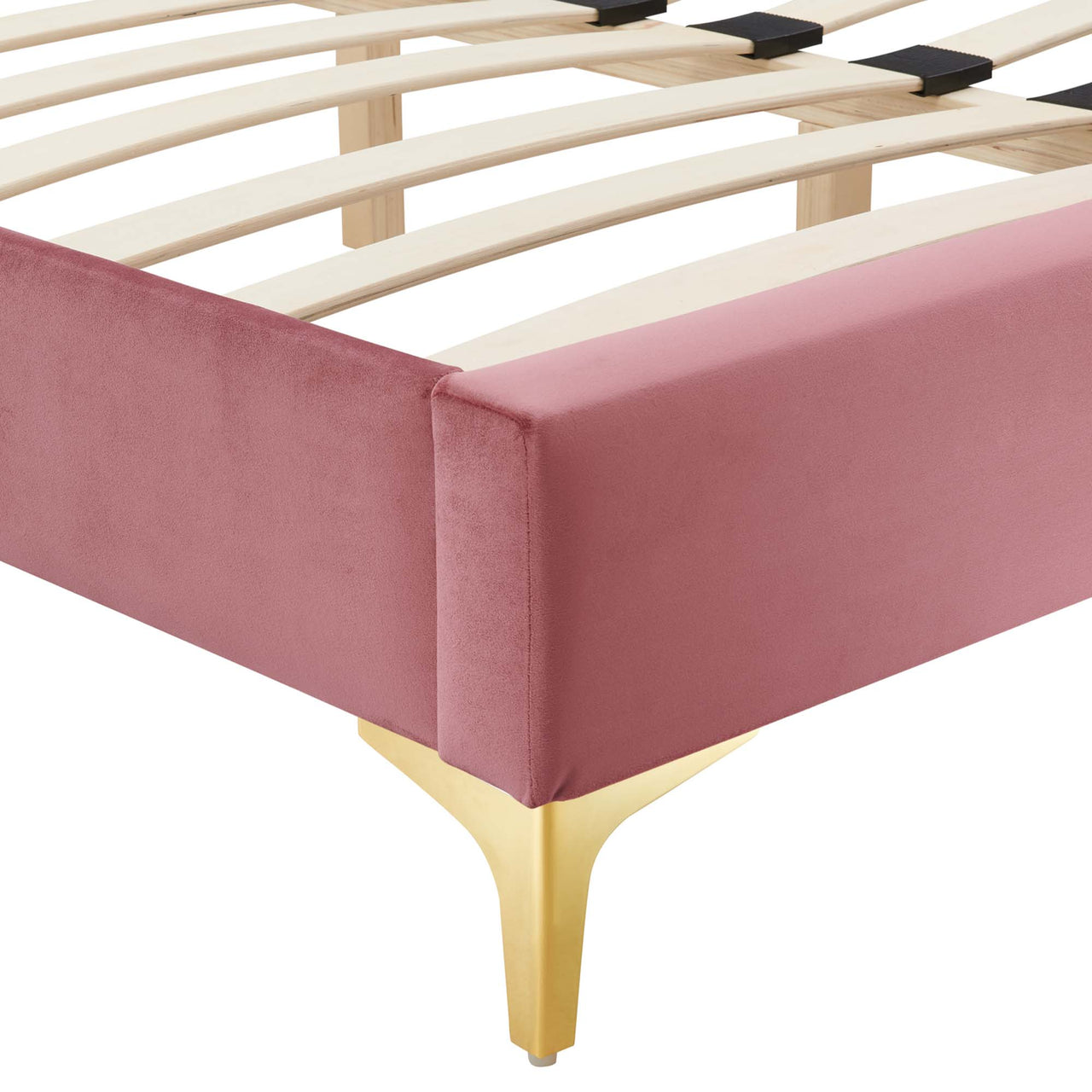 Valour Velvet Queen Bed Frame, Dusty Rose