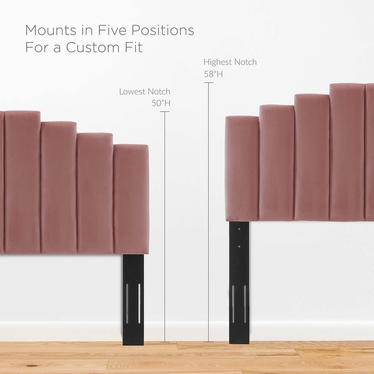 Vellara Upholstered Velvet King | California King Headboard, Dusty Rose